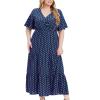 Akklian Womens Summer Dress V Neck Short Sleeve Midi Dress Floral Print Casual Flowy Tiered Long Dresse Beach Dress Plus Size view 1