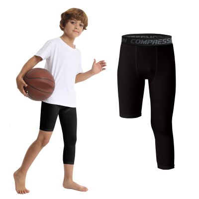 OEBLD Single Leg 3/4 Compression Tights, Unisex Sports Compression Pants, One Leg Basketball Leg Sleeves
