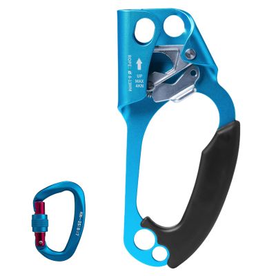 NineFit Basics Climbing Left Right Hand Ascender,Quick Roll Ascender,Anti-Slip Handle Ascenders,for Rock Climbing Tree Arborist Tree Climber Rigging Rescue Caving(for 8~13 mm Rope), 19*9cm/7.5*3.5in, Blue
