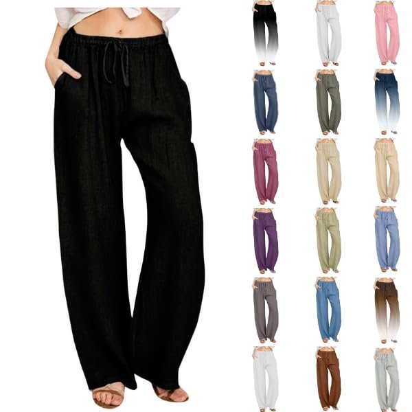 Dademeo Cotton Linen Pants Linen Crop Pants Linen Womens Clothing Linen Blend Pants for Women Plus Size Linen Pants for Women