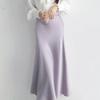 Women Solid Satin Skirts Waist Office Lady Elegant A-Line Casual Mermaid s2 Green8 S view 2