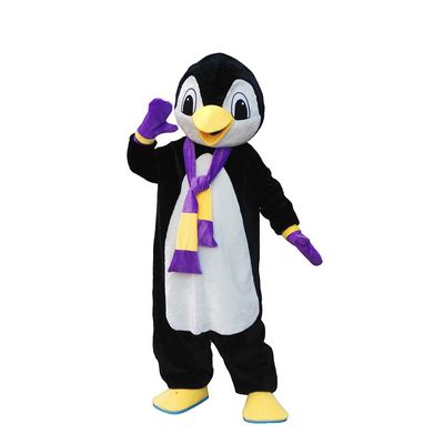 Superb Penguin Mascot Costume with Blue Scarf Adult Size for Men & Women with Built-in Fan Inside the Head