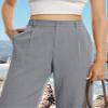 Feiersi Womens Casual Wide Leg Pants High Waisted Button Down Straight Long Trousers Palazzo Pants(Light Gray,X-Large) view 2
