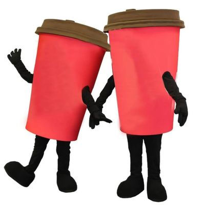 Red Coffee Cup Mascot Costume Adult Size for Men & Women with Built-in Fan Inside the Head