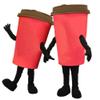 Red Coffee Cup Mascot Costume Adult Size for Men & Women with Built-in Fan Inside the Head view 1