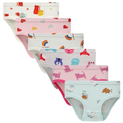 Boboking Kids Soft Cotton Cat Panties Little Girls' Underwear Toddler Briefs 3T White Rainbow