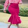 Bohemian Party Skirt Women Ruffled Skirts Summer Waist Casual Solid Color Loose Stylish Bottoms s3 XL view 3