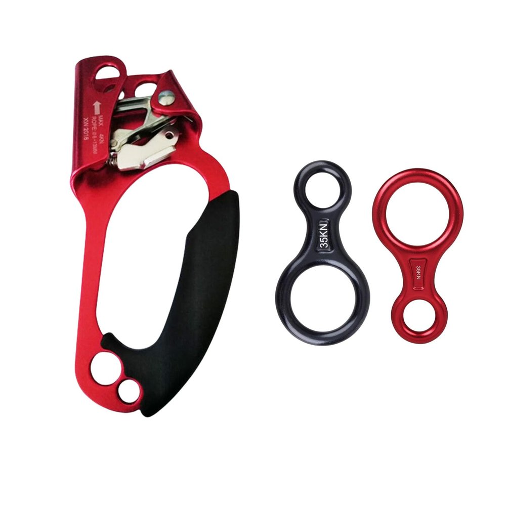 NineFit Basics Outdoor Climbing Hand Ascender,Mountaineering Right Handled Ascender, Ergonomic Handled Rope Ascender, for Climbing and Rigging(8~13 mm Rope), Red