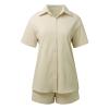 Women's Casual Shorts Short Sleeve Tops Shirt Button Cardigan Casual Suit Halter Top Bathing Suits for Women (Khaki, M) view 3