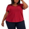 Style & Co. Plus Size Classic V Neck T-Shirt Scarlet 1X view 1