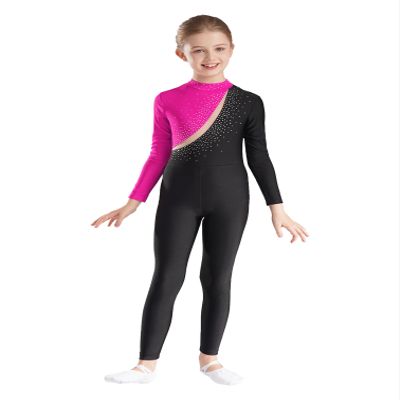 Agoky Girls Gymnastics Unitards Long Sleeve Full Body Leotards Turtleneck Bodysuit for Kids Sparkle Dance Costume 6-16 Years Hot Pink 6 Years