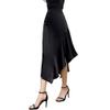 Elegant Waist Satin Long Skirts Women Irregular A-Line Mermaid Casual Ladies Summer Beach Skirt s2 Black M view 1