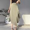 Elegant Waist Satin Long Skirts Women Irregular A-Line Mermaid Casual Ladies Summer Beach Skirt s2 Black M view 4