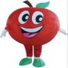 Eamior Red Apple Mascot Costume in Blue Shirt Adult Size for Men & Women with Built-in Fan Inside the Head view 1
