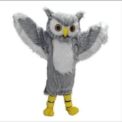 Long Fur Grey Mascot Costume Adult Size for Men & Women with Built-in Fan Inside the Head