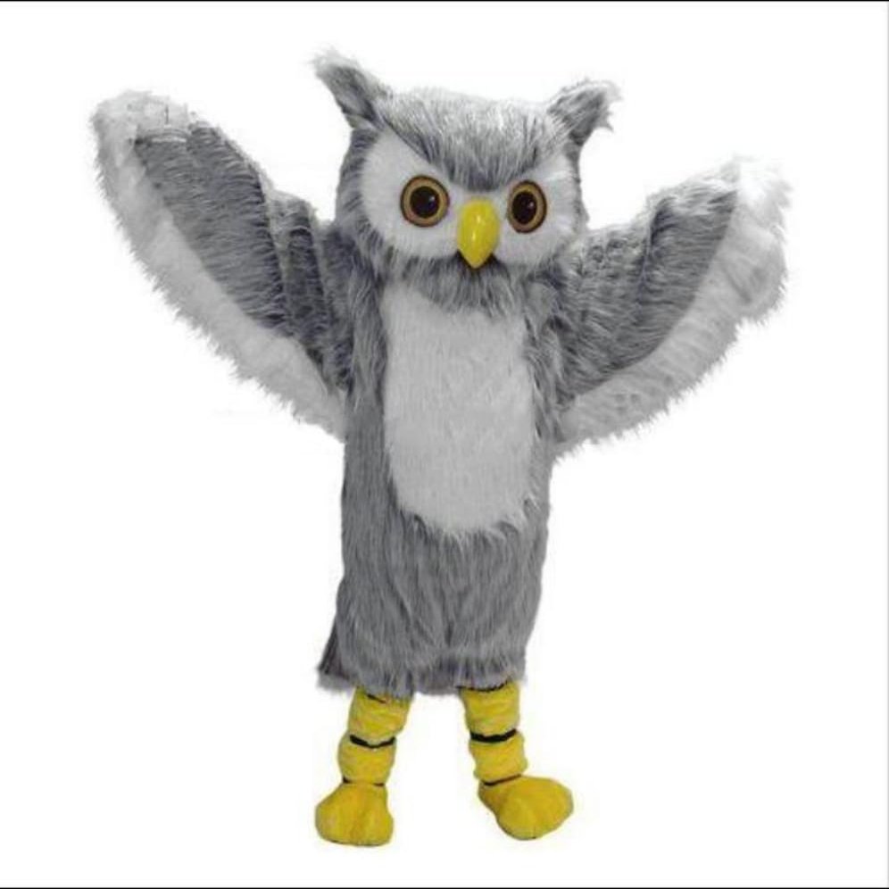 Long Fur Grey Mascot Costume Adult Size for Men & Women with Built-in Fan Inside the Head