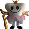 Queen Tooth Mascot Costume in Pink Dress Adult Size for Men & Women with Built-in Fan Inside the Head view 1