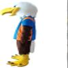 Eagle Mascot Costume in Blue Shirt Adult Size for Men & Women with Built-in Fan Inside the Head view 2