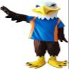 Eagle Mascot Costume in Blue Shirt Adult Size for Men & Women with Built-in Fan Inside the Head view 1