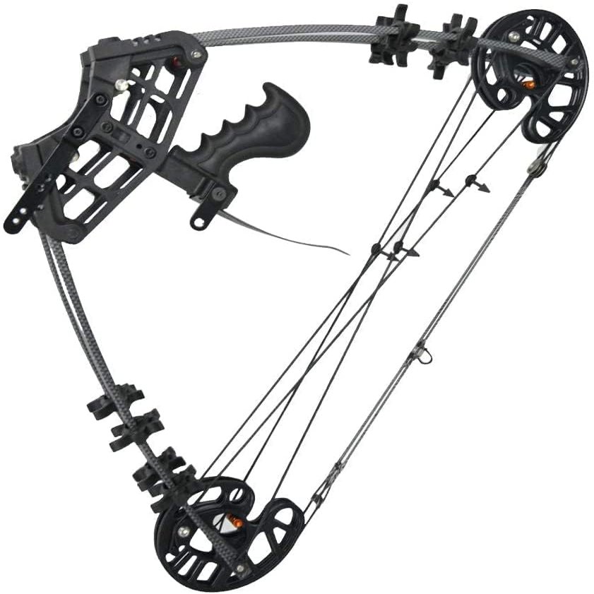 AMEYXGS Archery Compound Bow Dual-Purpose Steel Ball Hunting Bow 45lbs Triangle Bow Catapult for Outdoor Hunting Fishing for LH and RH (Black)