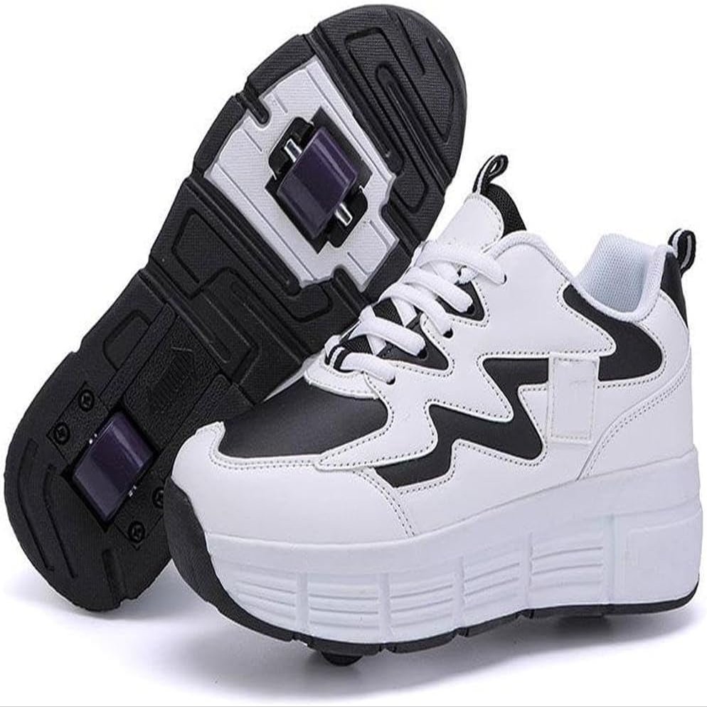 kydjfkd Children's Shoes with Wheels, Skateboard Shoes with Wheels, Sports Shoes, Skateboard, Outdoor Gymnastics Trainers, Roller Skates for Girls Boys-B||43