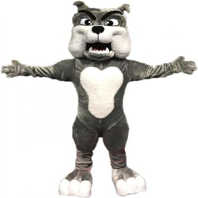 Grey Bulldog Mascot Costume Adult Size for Men & Women with Built-in Fan Inside the Head