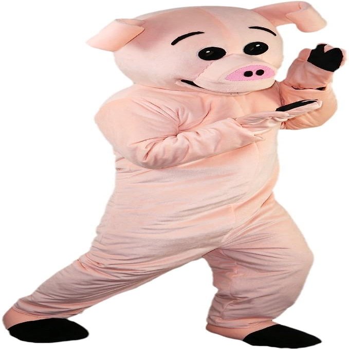 Cute Pink Pig Mascot Costume Adult Size for Men & Women with Built-in Fan Inside the Head