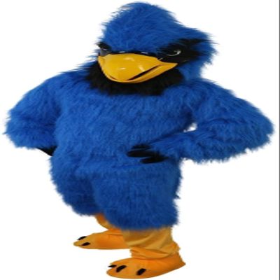 Long Fur Blue Eagle Mascot Costume Adult Size for Men & Women with Built-in Fan Inside the Head