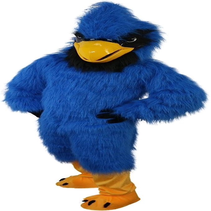 Long Fur Blue Eagle Mascot Costume Adult Size for Men & Women with Built-in Fan Inside the Head