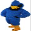 Long Fur Blue Eagle Mascot Costume Adult Size for Men & Women with Built-in Fan Inside the Head view 1