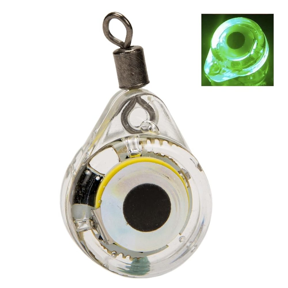 FUKAJOMFEN Deep Drops Fishing Lures Light LED Attracting Fish Light Underwater Eye Shape Fishing Baits LED Lighted Baits Flasher, Green Flashing