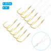 PATIKIL 1# Small Fishing Hooks with 36cm Line, 20Pcs 0.3x0.14 Inch Double Hook Rigs Fishing Hook on Nylon Line for Freshwater, Gold Tone view 3