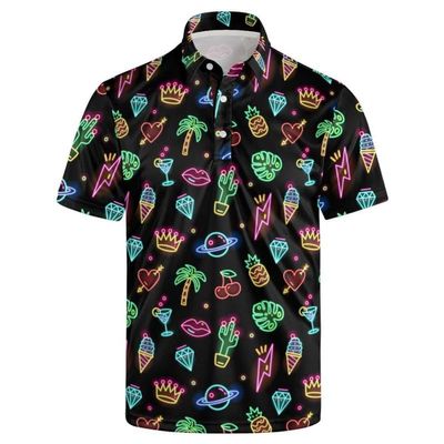 Men's Classic Golf Shirt Neons Short Sleeve Casual Comfort M