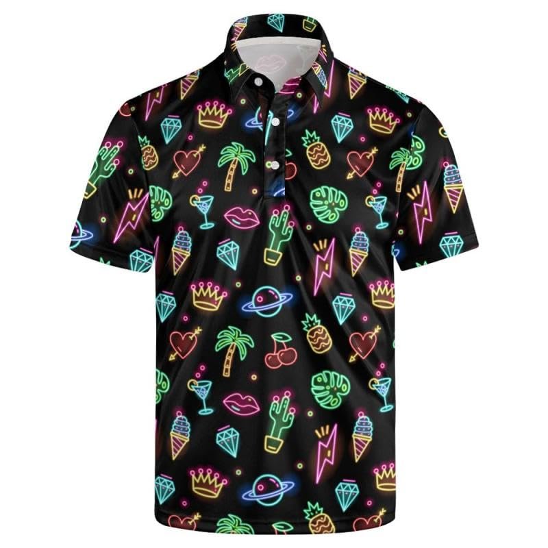 Men's Classic Golf Shirt Neons Short Sleeve Casual Comfort M
