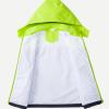 IjnUhb Kids Rain Jacket Waterproof Raincoat with Removable Hood for Boys Girls Green+Black Patchwork 2/3 view 3
