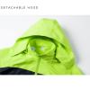 IjnUhb Kids Rain Jacket Waterproof Raincoat with Removable Hood for Boys Girls Green+Black Patchwork 2/3 view 4