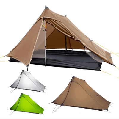 3F UL Gear LanShan pro Tent, 1 Person / 2 Person Outdoor Ultralight Camping Tent, 3-Season or 4-Season Professional Backpacking Ten, for Camping, Hiking, Trekking (Khaki-2 Person, 4 Season)