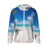 White Beach Tropical sea Sun Protection Hoodie Women Men Jacket UPF 50+ Long Sleeve Sun Shirt Full Zip Rash Guard view 1