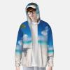 White Beach Tropical sea Sun Protection Hoodie Women Men Jacket UPF 50+ Long Sleeve Sun Shirt Full Zip Rash Guard view 2