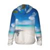 White Beach Tropical sea Sun Protection Hoodie Women Men Jacket UPF 50+ Long Sleeve Sun Shirt Full Zip Rash Guard view 3