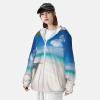 White Beach Tropical sea Sun Protection Hoodie Women Men Jacket UPF 50+ Long Sleeve Sun Shirt Full Zip Rash Guard view 4