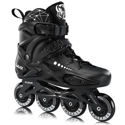 Professional Inline Skates for Men Women, Fitness Roller Skates Blades Adult Male Female, Comfortable Breathable Speed Racing Skates with Washable Lining, Beginner Unisex, Black