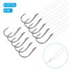PATIKIL 9# Small Fishing Hooks with 36cm Line, 20Pcs 0.61x0.37 Inch Double Hook Rigs with Barbs Fishing Hook on Nylon Line for Freshwater, Silver Tone view 3