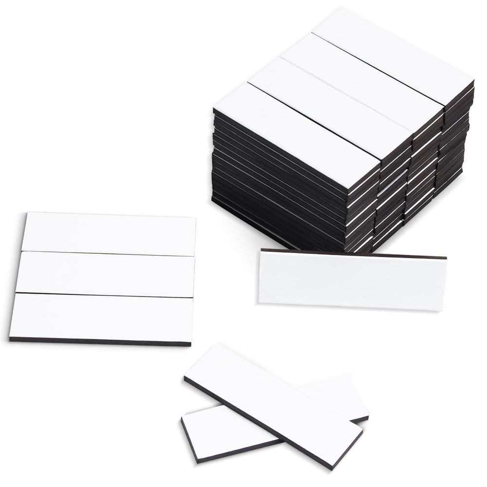 60Pcs of Baseball Lineup Board Magnets 0.5 x 1.6 inch, Strong Magnetic , Repeatable 0.08 Thickness for Coaching Boards, Secure and Reusable Name Tag Magnets for Coaches Clipboard (60, 0.5*1.6in)