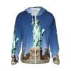 Statue of Liberty Sun Protection Hoodie Women Men Jacket UPF 50+ Long Sleeve Sun Shirt Full Zip Rash Guard Black view 1