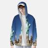 Statue of Liberty Sun Protection Hoodie Women Men Jacket UPF 50+ Long Sleeve Sun Shirt Full Zip Rash Guard Black view 2