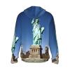 Statue of Liberty Sun Protection Hoodie Women Men Jacket UPF 50+ Long Sleeve Sun Shirt Full Zip Rash Guard Black view 3
