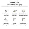Walkervo Set of 2 Folding Camping Chair Reclining Beach Lounge Chairs for Adults 2-Level Adjustable Portable Lightweight Folding Camping Chair with Side Pocket for Outdoor, Gray view 3