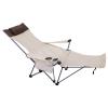2 Pcs Folding Beach Chair Lounger with Foot Rest 4-Level Adjustable Portable Recliner Chairs Foldable Camping Chair with Pillow Cup Holder and Side Pocket for Outdoor, White view 1