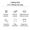 2 Pcs Folding Beach Chair Lounger with Foot Rest 4-Level Adjustable Portable Recliner Chairs Foldable Camping Chair with Pillow Cup Holder and Side Pocket for Outdoor, White view 3